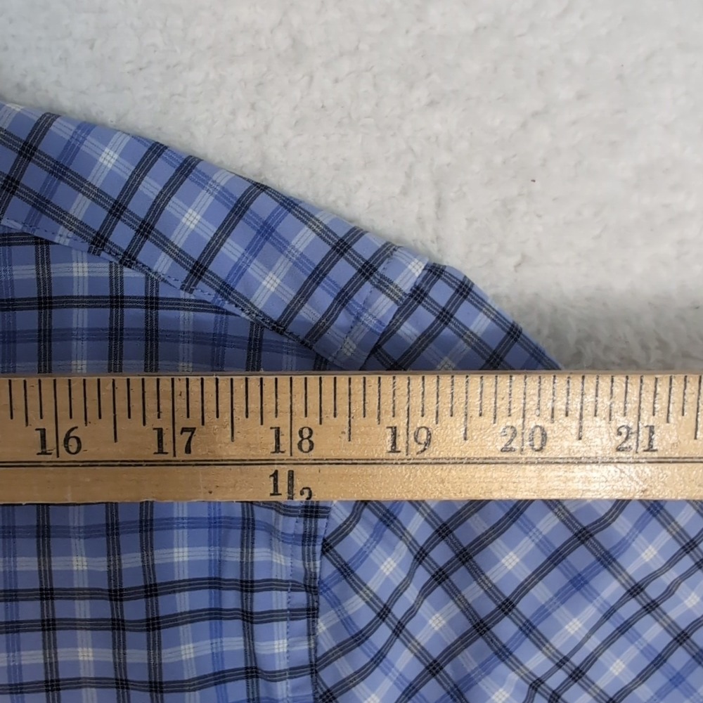 Dunning Shirt Mens 2XL Blue Plaid Button Down Performance Nylon Stretch Comfort - Picture 6 of 10
